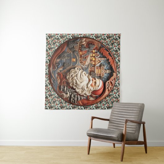 Tapisserie père Noël 3D (En situation (horizontale))