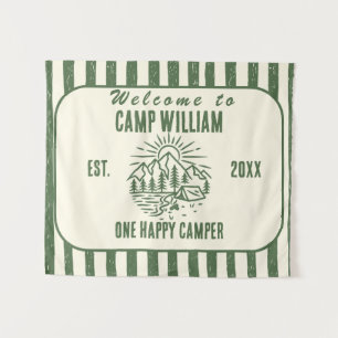 Tapisserie personnalisée pour anniversaire en camp