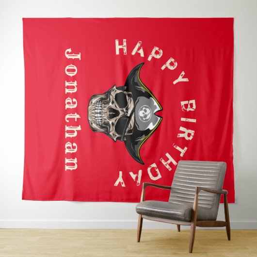 Tapisserie Pirate Crâne de Pirate Capitaine Jack R (En situation (horizontale))