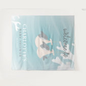 Tapisserie pour Baby Shower Jumeaux Bébé Requin Su (Devant (Horizontal))