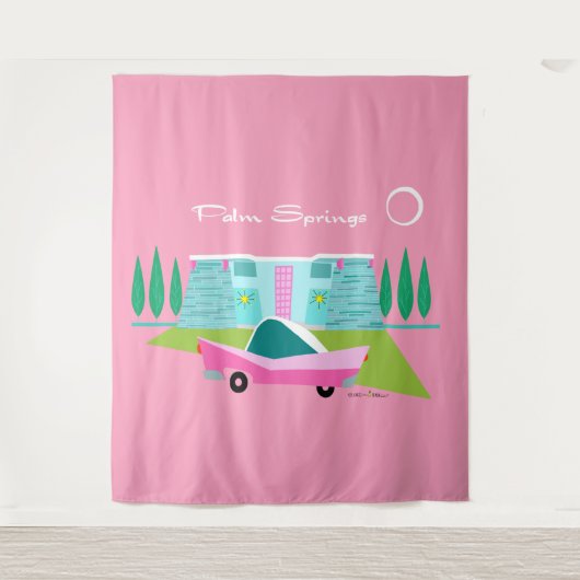 Tapisserie Retro Pink Palm Springs (Devant)