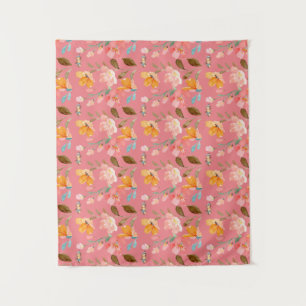 Tapisserie Rose Élégante Aquarelle Monogramme