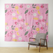 Tapisserie Rose Fraise & Florale (En situation (horizontale))