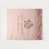 Tapisserie Rose Gold Pink Joyeux 16e Anniversaire (Devant (Horizontal))