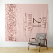 Tapisserie Rose Gold Pink Joyeux 21e Anniversaire (En situation (horizontale))