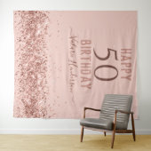 Tapisserie Rose Gold Pink Joyeux 50e Anniversaire (En situation (horizontale))