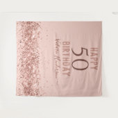 Tapisserie Rose Gold Pink Joyeux 50e Anniversaire (Devant (Horizontal))
