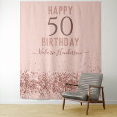 Tapisserie Rose Gold Pink Joyeux 50e Anniversaire (En situation)