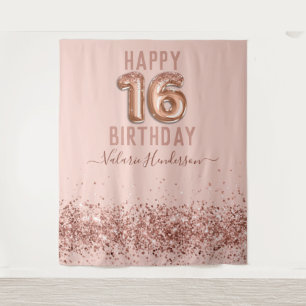 Tapisserie Rose Gold Rose 16e Anniversaire