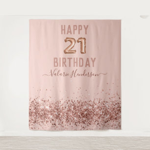 Tapisserie Rose Gold Rose Joyeux 21e Anniversaire