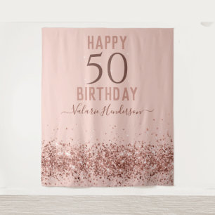 Tapisserie Rose Gold Rose Joyeux 50e Anniversaire