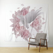 Tapisserie Roses Roses + Colombe (En situation (horizontale))