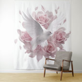Tapisserie Roses Roses + Colombe (En situation)