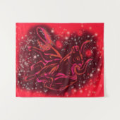 Tapisserie rouge avec Taureau en étoile (Devant (Horizontal))