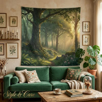 Tapisserie Scène de Forêt Sereine Carré 145cm Art
