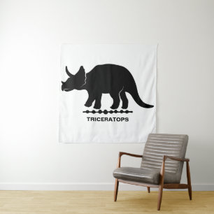 Tapisserie silhouette de dinosaure Triceratops