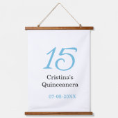 Tapisserie Suspendue 15th quinceanera birthday blue black bold letter n (Recto)