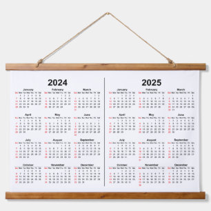 Tapisserie Suspendue 2024 2025 Calendrier 2 an noir blanc