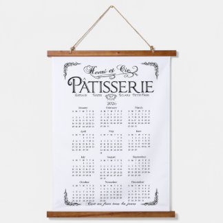 Tapisserie Suspendue 2026 Patisserie wall Calendar, Black and white