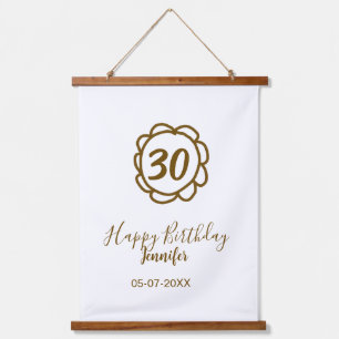 Tapisserie Suspendue 30e anniversaire ajouter nom date année fleur d'or