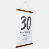 Tapisserie Suspendue 30e anniversaire ajouter nom date année noir modèl (Angulaire)