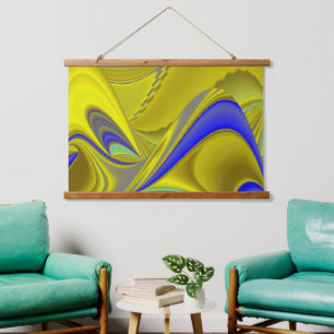 Tapisserie Suspendue 3D Abstrait en or jaune bleu vert