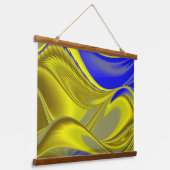 Tapisserie Suspendue 3D Abstrait en or jaune bleu vert (Angulaire)