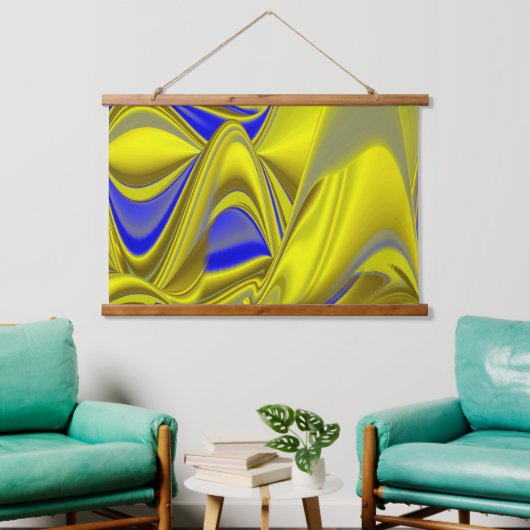 Tapisserie Suspendue 3D Abstrait en or jaune bleu vert (Salon)