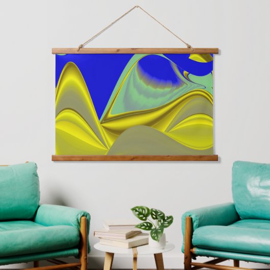 Tapisserie Suspendue 3D Abstrait en or jaune bleu vert (Salon)