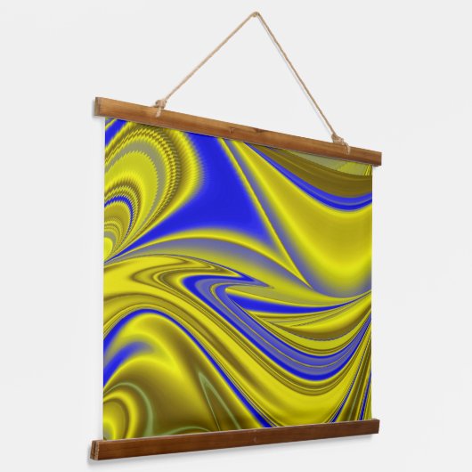 Tapisserie Suspendue 3D Abstrait en or jaune bleu vert (Angulaire)