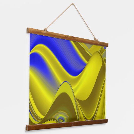 Tapisserie Suspendue 3D Abstrait en or jaune bleu vert (Angulaire)