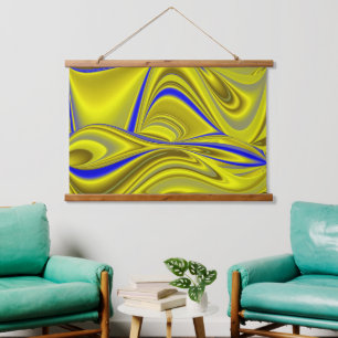 Tapisserie Suspendue 3D Abstrait en or jaune bleu vert