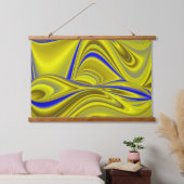 Tapisserie Suspendue 3D Abstrait en or jaune bleu vert (Chambre à coucher)