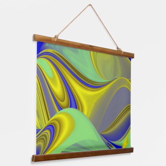 Tapisserie Suspendue 3D Abstrait en or jaune bleu vert (Angulaire)