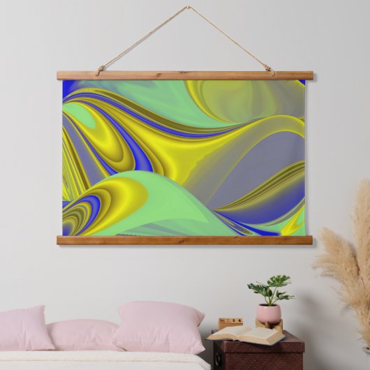 Tapisserie Suspendue 3D Abstrait en or jaune bleu vert (Chambre à coucher)