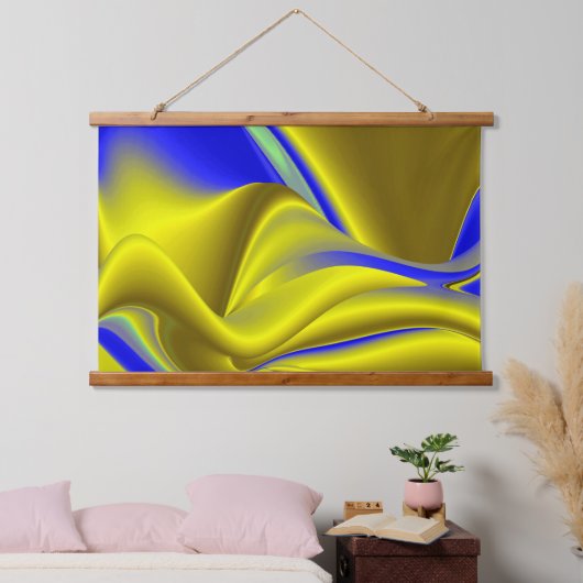 Tapisserie Suspendue 3D Abstrait en or jaune bleu vert (Chambre à coucher)