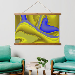 Tapisserie Suspendue 3D Abstrait en or jaune bleu vert