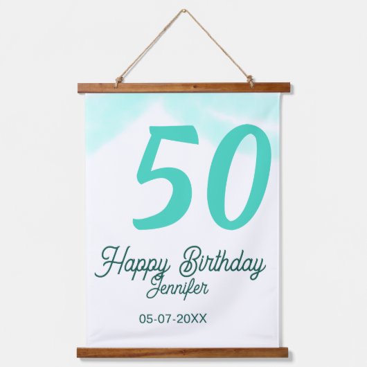 Tapisserie Suspendue 50e anniversaire ajouter nom date année vert paste (Recto)
