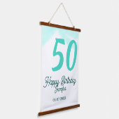 Tapisserie Suspendue 50e anniversaire ajouter nom date année vert paste (Angulaire)