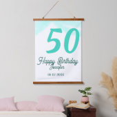 Tapisserie Suspendue 50e anniversaire ajouter nom date année vert paste (Chambre à coucher)