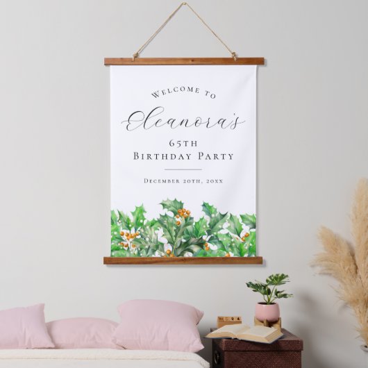 Tapisserie Suspendue 65e fête d'anniversaire Décembre Fleur de naissanc (Chambre à coucher)