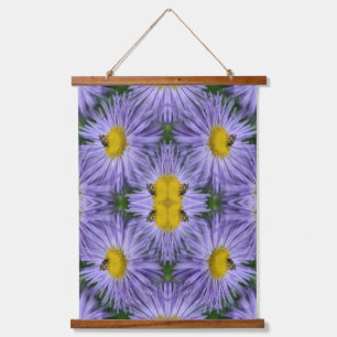 Tapisserie Suspendue Abeille Sur Les Fleurs D'Aster Violet Nature Abstr
