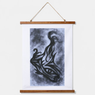 Tapisserie Suspendue Abstract Eye and Flame Charcoal Art