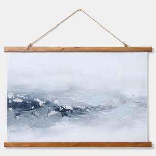 Tapisserie Suspendue Abstrait Moderne 3D Impasto Glacier Argent Feuille