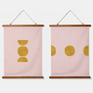 Tapisserie Suspendue Abstrait rose et moutarde jaune