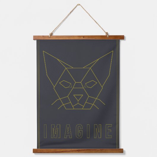 Tapisserie Suspendue Affiche d'affirmation avec chat jaune origami (Recto)