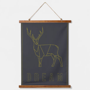 Tapisserie Suspendue Affiche d'affirmation des cerfs en origami jaune. 