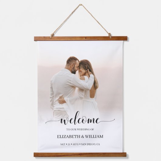 Tapisserie Suspendue Affiche de bienvenue Mariage photo verticale de sc (Recto)