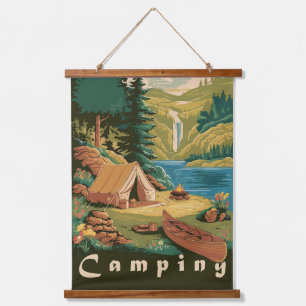 Tapisserie Suspendue Affiche de camping vintage aventure plein air natu