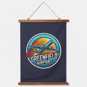 Tapisserie Suspendue Affiche de l'aéroport de Greenfield Retro Aviation